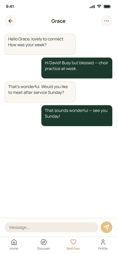 Ezer conversation between two members who have connected